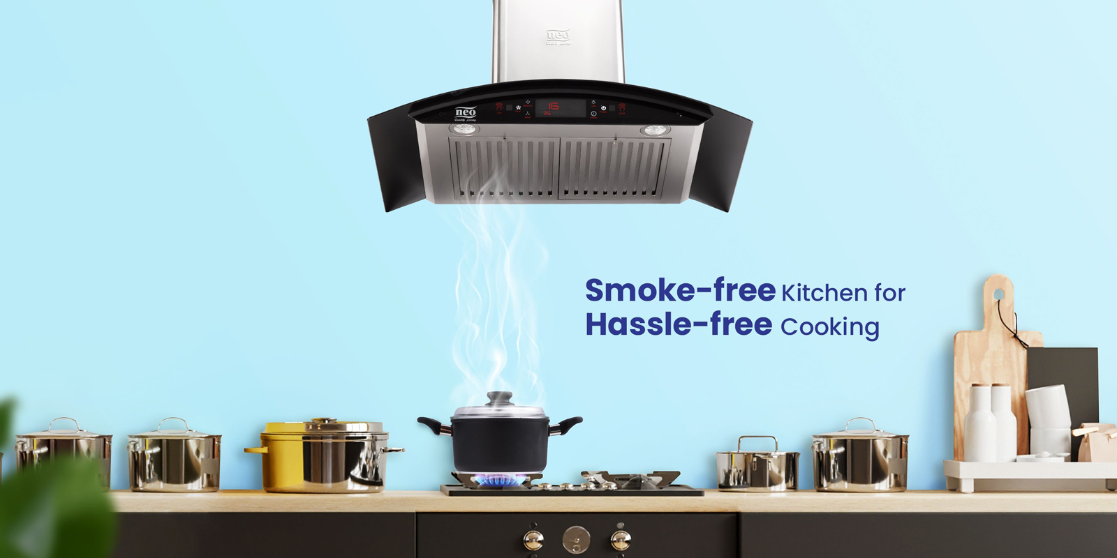 Modern kitchen with chimney extractor hood